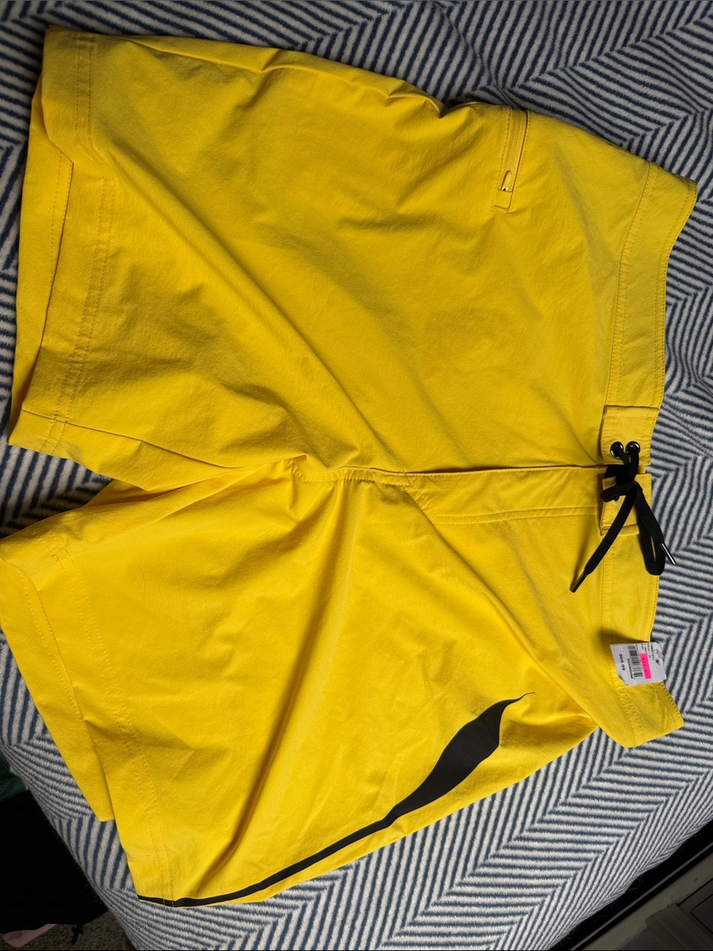 Vineyard Vines Bright Yellow Swim Shorts with Black Drawstring and Accent